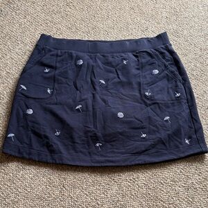 Talbots Navy Skort with Embroidered Accents